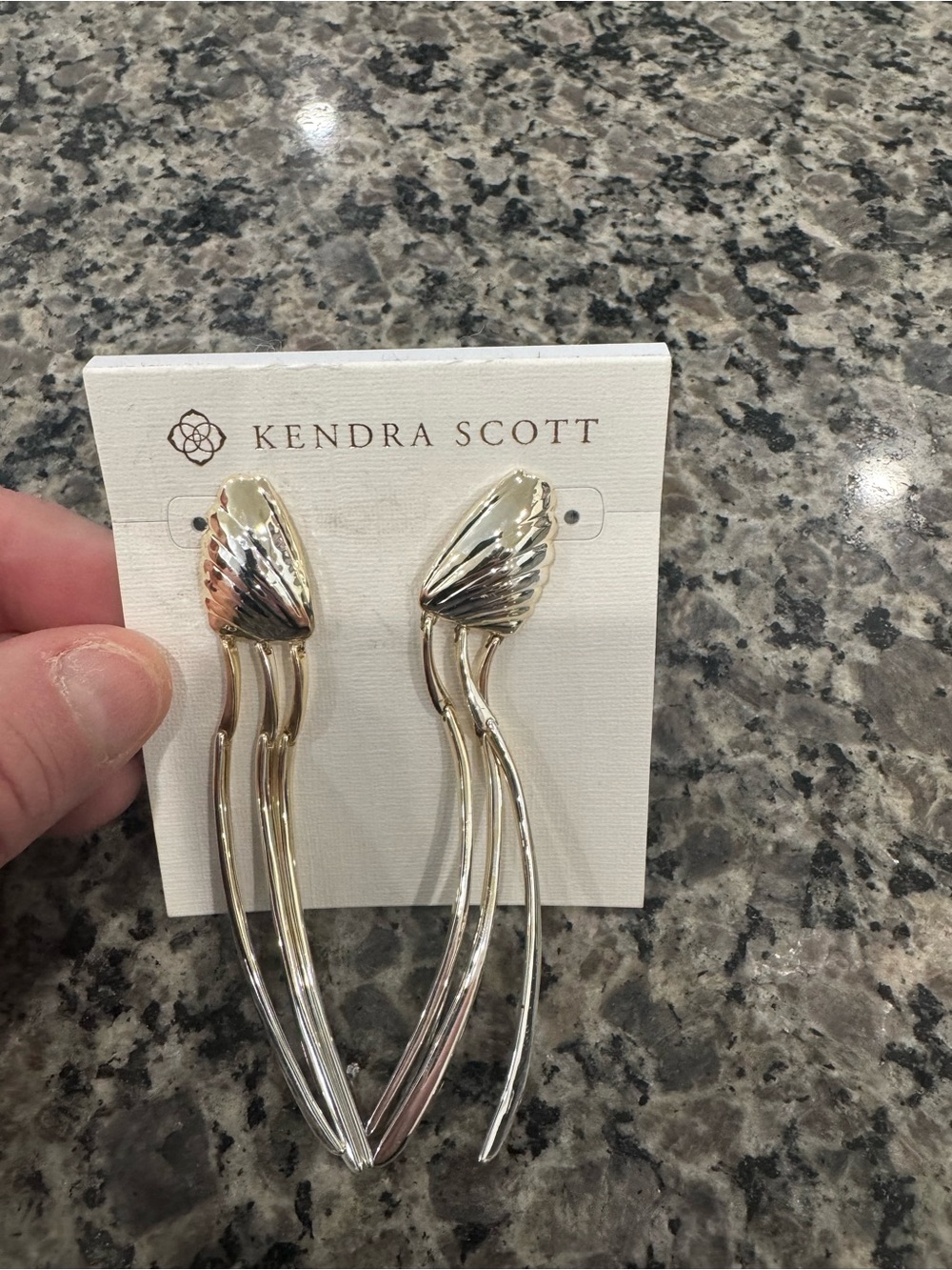 Kendra Scott Gold Tone Sculptural Drop Earrings brand new